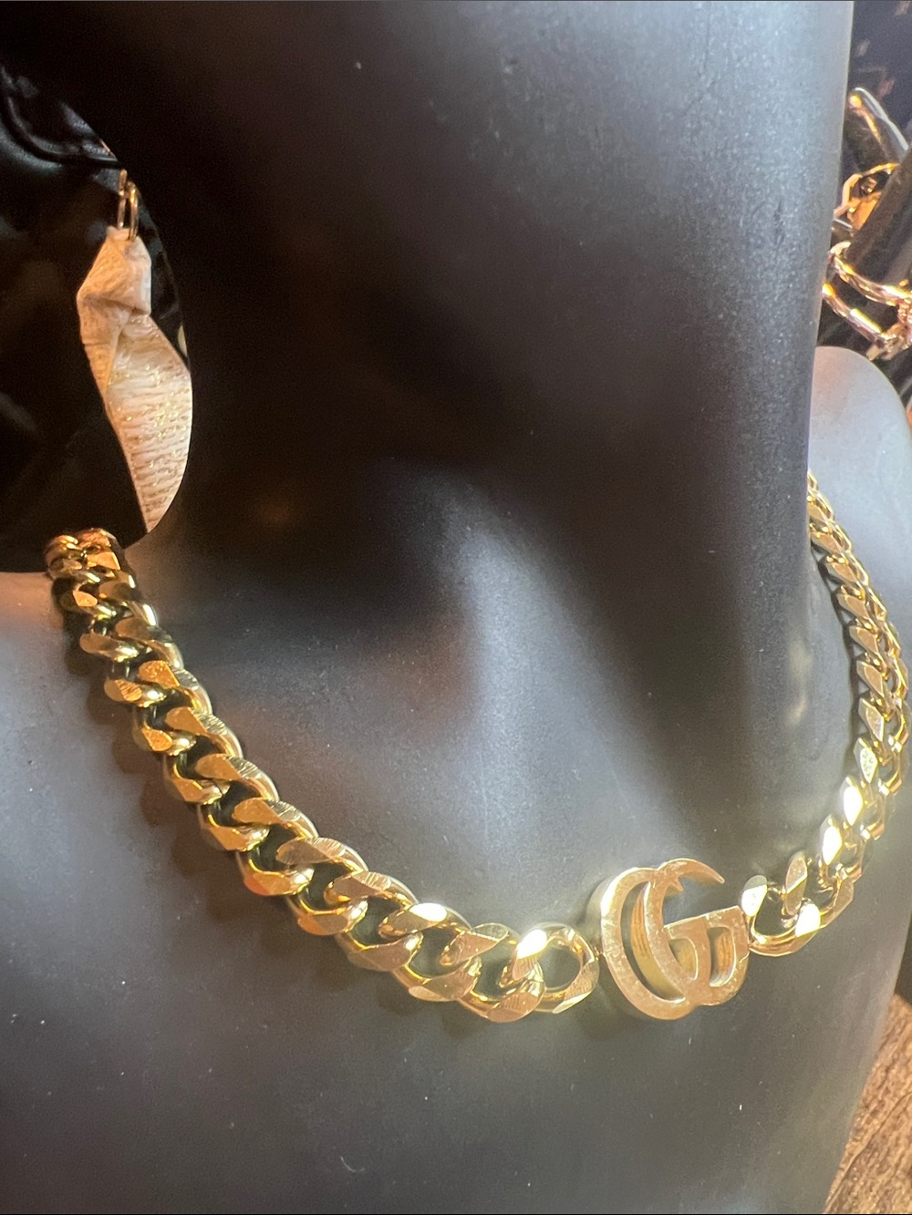 Gold-Tone Double G Cuban Link Necklace - Picture 4 of 8